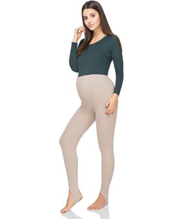 FUTURO FASHION Maternity Fleece Lined Leggings - Beige | Over Bump Belly Support | High Waisted Stretchy Pants for Pregnancy | UK 12 - Buy Online on GoSupps.com