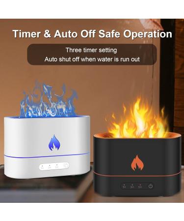 Teklemon 250ml Aroma Diffuser with Flames Effect Light Essential Oil Diffuser with 2 Brightness Levels 3 Timers Waterless Auto Shut-Off for Home Yoga & Baby - White - Buy Online on GoSupps.com