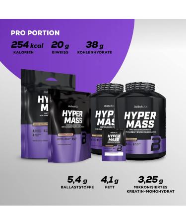 Buy Biotechusa Hyper Mass 1kg - Gluten-Free Mass Gainer with Carbs & Protein Micronized Creatine Cookies & Cream Flavor | International Shipping - Buy Online on GoSupps.com