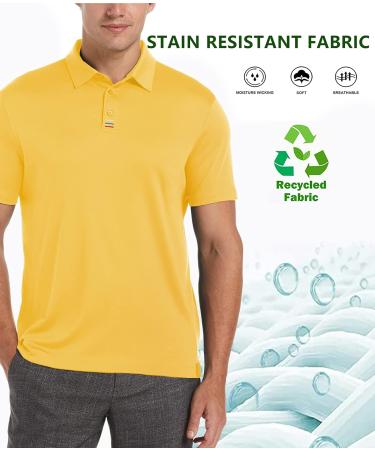 VALANCH Men's Sport Polo Shirt - Moisture-Wicking Collared Tennis Tee - Large (Yellow) - Buy Online on GoSupps.com