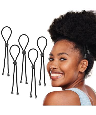 5Pcs Adjustable Hair Tie Puff Cuff Curly Hair Accessories for Black Women Natural Hair Afro Loc Puff Hair Tie 5 pcs Hair Tie Black