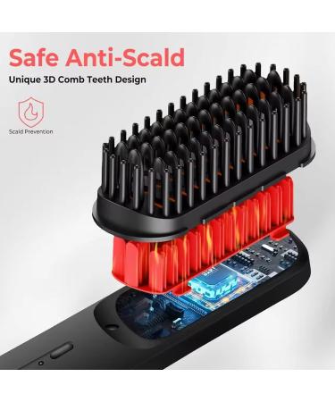 Upgraded Ionic Hair Straightener Brush - 16 Temp Settings Dual Voltage for Thick Curly Hair | Best Heat Brush Straightener for Women - Buy Online on GoSupps.com