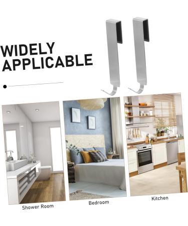 STOBAZA 2pcs Metal Coat Hanger Over The Door Hanger Towel Hanger Bathroom Shower Door Bathroom Door No Nails 17x3cm Silver - Buy Online on GoSupps.com