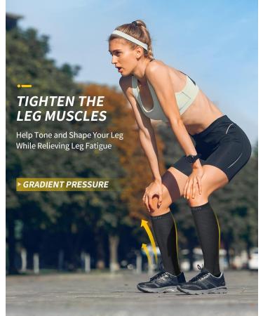 Cambivo Compression Stockings for Men & Women - 2 Pairs of Support Socks for Running Sports Travel Cycling (L-XL Black) - Buy Online on GoSupps.com
