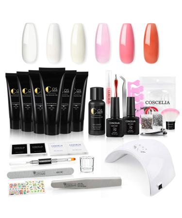 Poly Gel Nail kit with Led Lamp 36W Light Nail Extension Gel Set Builder Gel for Nails Enhancement Slip Solution Nail Tools Decoration Rhinestone All-in-One Manicure Starter Kit Gift for Women Girls