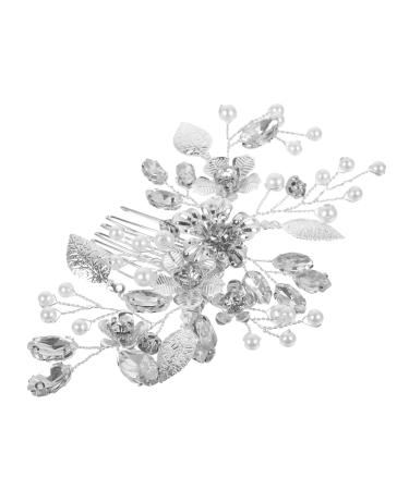 Housoutil Bridal Hair Comb Clip Tiara Wedding Hair Accessories Wedding Hair Comb Bridal Hair Accessories Wedding Hair Side Comb Flower Hair Comb Zinc Alloy Bride Hand Drill The Flowers