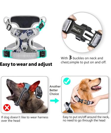 Heele Dog Crockery & Adjustable Dog Harness for Large Dogs - Front & Back Clips Neck Release - Buy Online on GoSupps.com