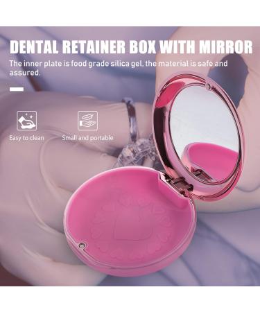 Healifty Portable Dental Retainer Box - Rose Gold | Braces & Invisible Denture Case with Mirror | Oral Care Box - 8.7X2.7CM - Buy Online on GoSupps.com