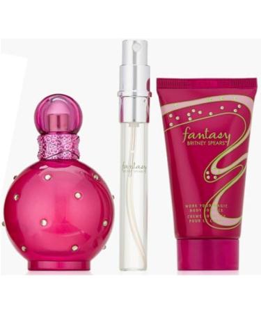 Britney Spears Fantasy Women's Fragrance 3 Piece Gift Set 1.0 oz Eau de Parfum Spray 1.7 oz Body Souffle and 0.33 oz Eau de Parfum Spray Pen - Buy Online on GoSupps.com