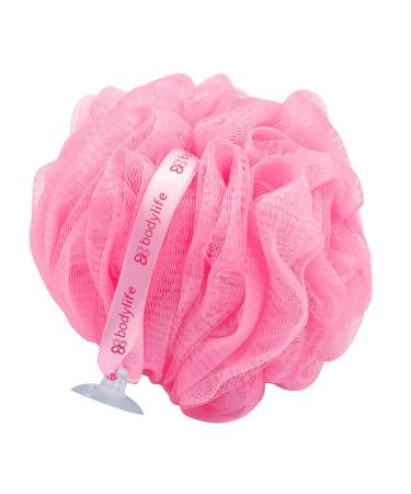 Bodylife Body Buffer Puff Exfoliating Bath & Shower Body Pouf Scrunchie Body Scrubber Flamingo Pink 55g 1 Count (Pack of 1)