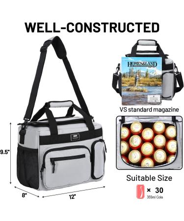 MIER Leakproof Insulated 30 Can Cooler Lunch Bag with Top Flip Lid - Grey - 18L - Buy Online on GoSupps.com