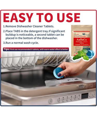 Buy Eco-Friendly Dishwasher Cleaner Tablets (90 Counts) - Minty Fresh Scent Deep Clean 360 Plastic-Free Long-Lasting - Buy Online on GoSupps.com