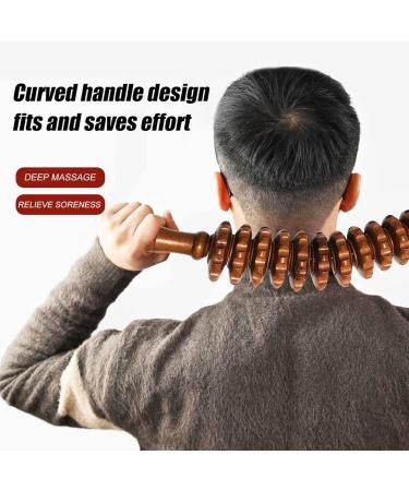Wooden Massage Roller - Back & Body Massage Device with Handle | Ideal for Neck Legs & Back Pain Relief - Buy Online on GoSupps.com