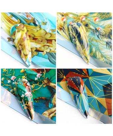 Marble Nail Art Foil Transfer Stickers - 10 Sheets | Holographic Starry Sky Design for Women & Girls - Buy Online on GoSupps.com