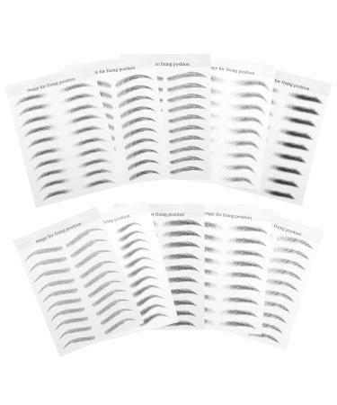 Didiseaon 10 sheets Imitation Temporary Brow Tattoos Eyebrow False Eyebrows D Stickers Waterproof Hair-like 21.5X14cm Black