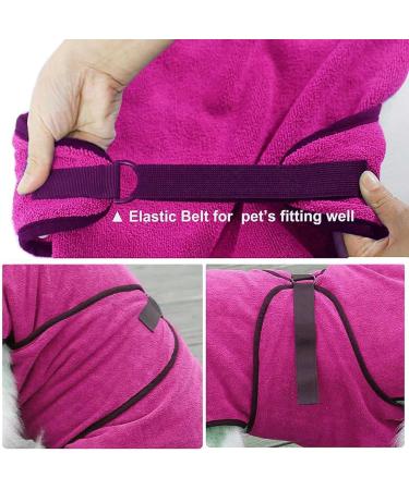 OWBB Extra Absorbent Dog Bath Towel & Cat Fast Drying Bathrobe - XL Purple Pet Coat with Adjustable Carriers for Dogs and Cats - Buy Online on GoSupps.com