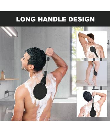 Back Brush Shower - 55cm Removable Body Brush for Gentle Peeling & Blood Circulation | Easy to Clean | Black - Buy Online on GoSupps.com