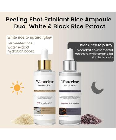 Peel Shot Exfoliant Rice Ampoule Duo White & Black Rice Extract Face and Body Peeling & Pore Care For Hydration Serum All Skin Types - Buy Online on GoSupps.com