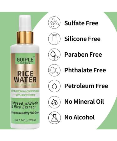 7.14 FL OZ Rice Water For Hair Growth All Natural Vegan Leave in Rice Water Spray Hair Care Products for Woman & Men Rice Water Hair Growth Spray Hair Mist For Dry Frizzy Weak Damaged Hair - Buy Online on GoSupps.com