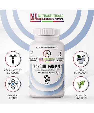 Tranquil Ear PM: Tinnitus Relief Supplement by Ear Surgeons - Nighttime Formula - All-Natural 30 Vegan Capsules - Buy Online on GoSupps.com