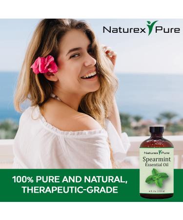 Naturex Pure Spearmint Essential Oil 4 Oz - 100% All Natural Aromatherapy Oil for Therapeutic Grade Oriental Body Massage & Skin Care w/ Premium Dropper - Buy Online on GoSupps.com