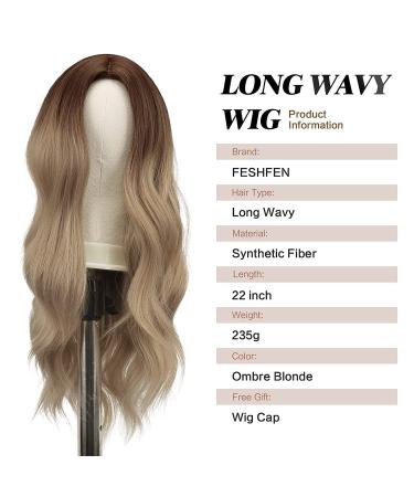 Fine Long Curly Ombre Blonde Wig 55cm | Synthetic Wavy Middle Parting Women s Wig for Daily & Party Wear - Buy Online on GoSupps.com