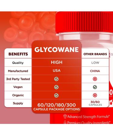 (2 Pack) Glycowane Capsules Official Glycowan Blood Support Pills with All Natural Ingredients Advanced Formula Glycowane Supplement with Maximum Strength Vitamins for Women and Men (120 Capsules) - Buy Online on GoSupps.com