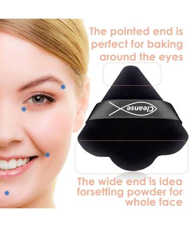 Velvet Triangle Powder Puff Set of 4 - Ideal for Traveling, Enhances Under Eye Area, Smooth Makeup Application - Black - Buy Online on GoSupps.com