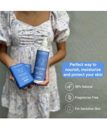 Sunaroma Goat Milk Bath & Body Set - Natural Soap & Lotion - Organic Goat Milk Skin Care - 2 Bars (8 oz) & Lotion (11.5 oz) - International Shipping Available - Buy Online on GoSupps.com