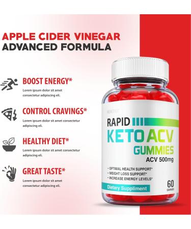 Rapid Keto Gummies - 5 Pack Vegan Formula with ACV & Vitamin B12 | Weight Loss Support (300 Gummies) - Buy Online on GoSupps.com