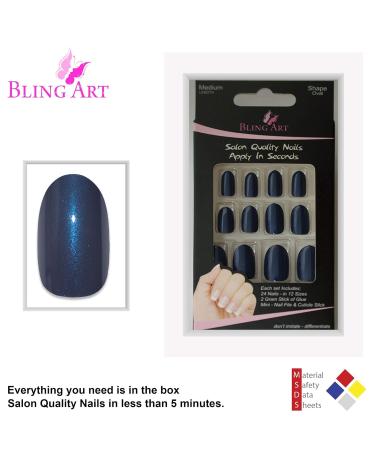 Buy False Nails Bling Art Grey Pearly Oval - 24 Medium Tips | High-Quality Artificial Nails for Elegant Nail Art - Buy Online on GoSupps.com
