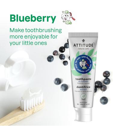 ATTITUDE Fluoride Toothpaste - Vegan Cruelty-Free Sugar-Free Blueberry Flavor 4.2 Oz | Prevents Tooth Decay & Cavities - Buy Online on GoSupps.com