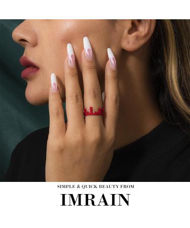 Shop Medium Almond Press on Nails - Red French Tips & Cherry Bow Designs - 24 Pcs Full Cover Acrylic Glue-on Nails for Women & Girls - Buy Online on GoSupps.com