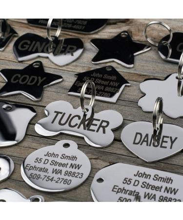 Personalized Stainless Steel Pet ID Tag for Dogs and Cats - Front and Back Engraving - Bone, Round, Heart, Bow Tie Shapes - Small and Large Sizes (1 Pack) - Buy Online on GoSupps.com