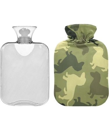 Naanle Camouflage Dog Heat Bottle - 2L Transparent Hot Water Bottle with Cover for Pain Relief & Cold Therapy - Buy Online on GoSupps.com