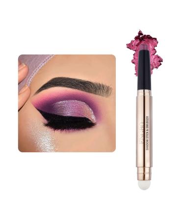 LOKFAR Eye-Shadow Stick Makeup Cosmetics Eye Brightener Stick  Rotatable Cream Eye Shadow Pencil  Glitter Shimmer Eyeshadow Stick with Soft Brush for Eye Makeup (09 Dark Magenta Shimmer)