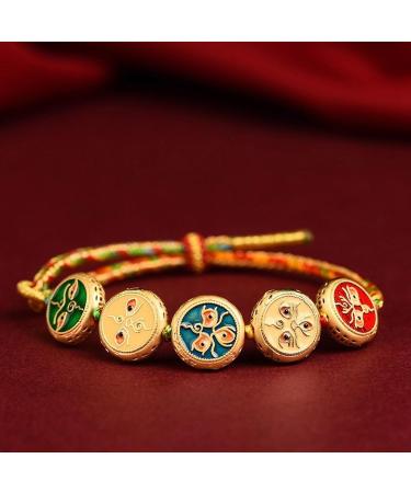 OralGos Handwoven Bracelet - Colorful Five Route Wealth Bracelet for Prosperity & Luck | Ethnic Hand Chain Jewelry International Shipping - Buy Online on GoSupps.com