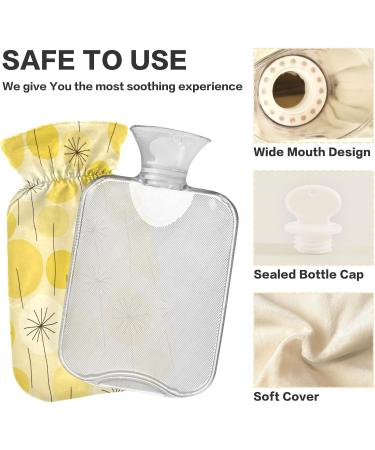 NAANLE 2L Hot Water Bottle with Abstract Flower Dandelion Cover - Ideal for Menstrual Cramps Pain Relief & Heat Therapy | Large Transparent Design - Buy Online on GoSupps.com