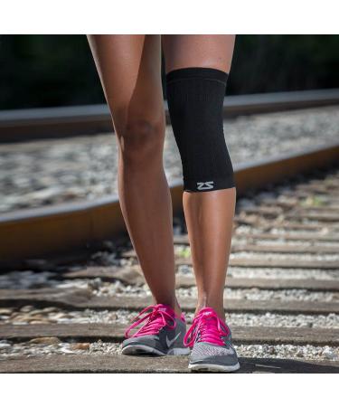 Zensah Compression Knee Sleeve - Relieve Knee Pain, Treat Runners Knee - Medium Midnight Black - Buy Online on GoSupps.com