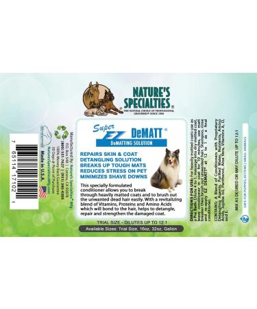 Nature's Specialties Super EZ DeMatt Solution Concentrate | Breaks Tough Mats | For Professional Groomers | Made in USA | 16oz - Buy Online on GoSupps.com