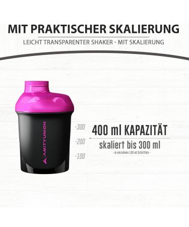Buy Protein Shaker Deluxe 400ml | Leak-Proof BPA-Free with Sieve & Scale | Perfect for Whey Protein BCAA & Fitness Mixes | Black & Pink - Buy Online on GoSupps.com