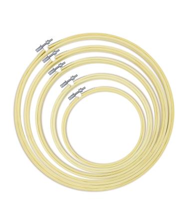 Cldamecy 5 Pieces Embroidery Hoops 5 inch to 10 inch Round Bamboo Adjustable Frame Circle Cross Stitch Hoop for Embroidery Decoration and Art Craft Sewing 5 different sizes