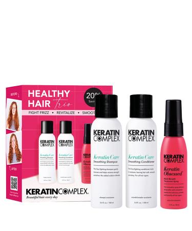 Keratin Complex - Healthy Hair Trio - Keratin Care Shampoo & Conditioner 3.4 fl oz & Keratin Obsessed Multi-Benefit Treatment Spray 1.7 fl oz