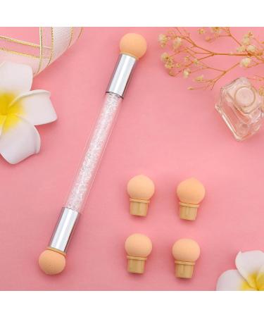 Greoer Nail Art Sponge Brush Applicator with Double Head Design - 4 Replacement Heads Included - Ombre Sponge Nail Tool for UV Gel and False Nails (White) - Buy Online on GoSupps.com