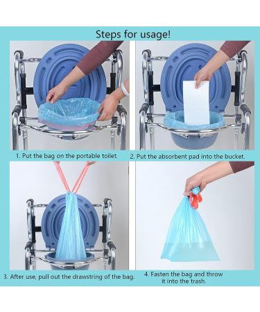 Commode Liners Pads (60 Pads + 60 Bags) - Disposable & Super Absorbent - Fits All Standard Toilet Chairs - No Leaks, Reduced Odor - Buy Online on GoSupps.com