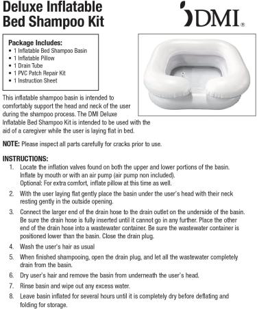 DMI Portable Inflatable Shampoo Bowl for Elderly, Disabled, and Bedridden - Wash Basin for Bedside Hair Washing, Cuts, Coloring - 24 x 20 White - Buy Online on GoSupps.com
