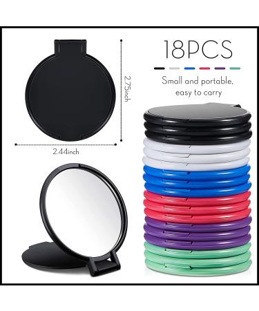 Mini Folding Compact Mirror Set - Vintage Portable Travel Makeup Mirror for Women - 18 Pieces (Pink, Purple, Green, Blue, Black, White) - Buy Online on GoSupps.com