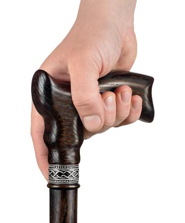 Extra Long Handmade Ergonomic Walking Cane for Tall Men - 39 Inch Walnut Stylish Carved Wood Fashionable Stick - Buy Online on GoSupps.com