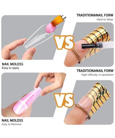 Vnjaoi 120 Pcs Poly Extension Gel Dual Nail Forms with Scale Builder Coffin Nail Molds - Ballet Dual Nail Forms Set for Manicure and Nail Art Design - Buy Online on GoSupps.com
