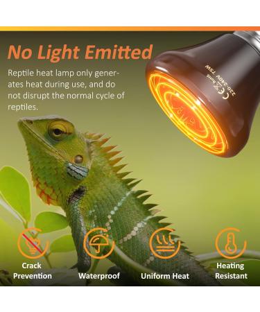 Luxvista E27 Ceramic Heat Lamp Terrarium Reptile Heat Lamp 75W Ceramic Infrared Heat Emitter Heat Bulb Black Infrared Heat Bulb for Snakes Lizard Tortoise Reptiles (2-Pack) - Buy Online on GoSupps.com